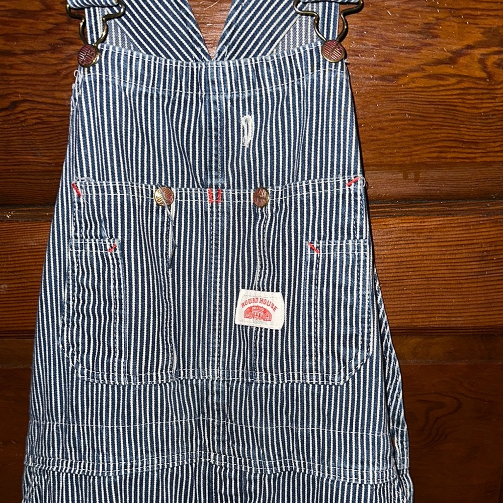 Men's Striped Denim Overalls - Picture 2 of 5
